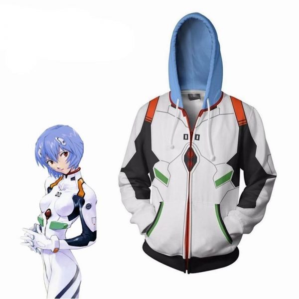 Evangelion Rei Ayanami Hoodie Zipper Jacket Official Evangelion Merch