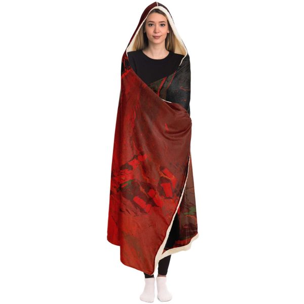 Evangelion Red Black 3D Hooded Blanket Official Evangelion Merch