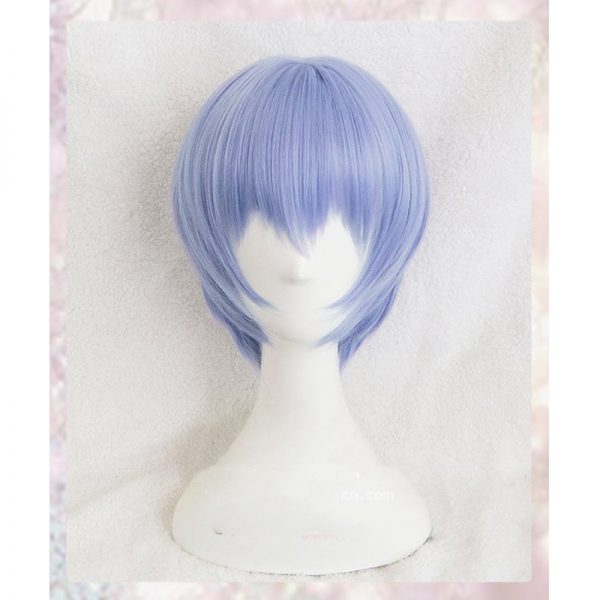 High Quality Anime EVA Short Light Blue Hair Ayanami Rei Heat Resistant Wig Cosplay Headwear Haripins 2 - Evangelion Merch