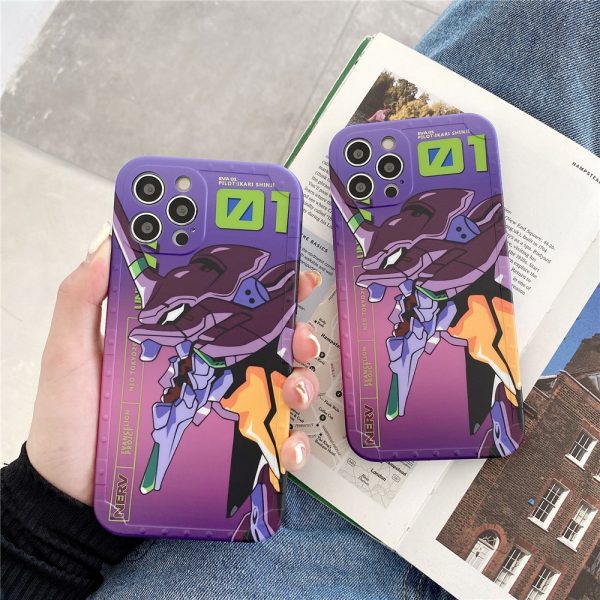 Japanese anime Evangelion silicone Phone Case for iPhone 12 Pro Max 11 7 8 Plus XR - Evangelion Merch