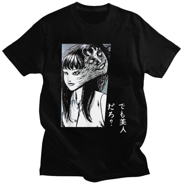 Harajuku Oversized T Shirt for Men Women Cotton T shirt Short Sleeve Horror Manga Uzumaki Evangelion - Evangelion Merch