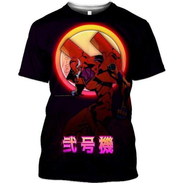 NEW Animated Evangelion T Shirt Casual Top Univers Fashion Men s Collar Shirts Streetwear Funny Gundam 5 - Evangelion Merch