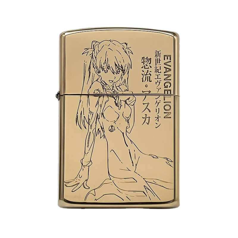 Bandai Cartoon Anime Cigarette Lighter Brass Evangelion Asuka Pure Copper Carved Creative Kerosene Lighter New Holiday 1 - Evangelion Merch