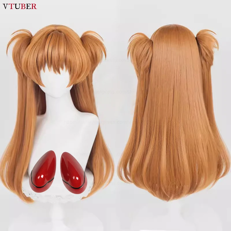 High Quality Asuka Langley Soryu Cosplay Wig EVA 68cm Long Dark Orange Heat Resistant Synthetic Hair - Evangelion Merch